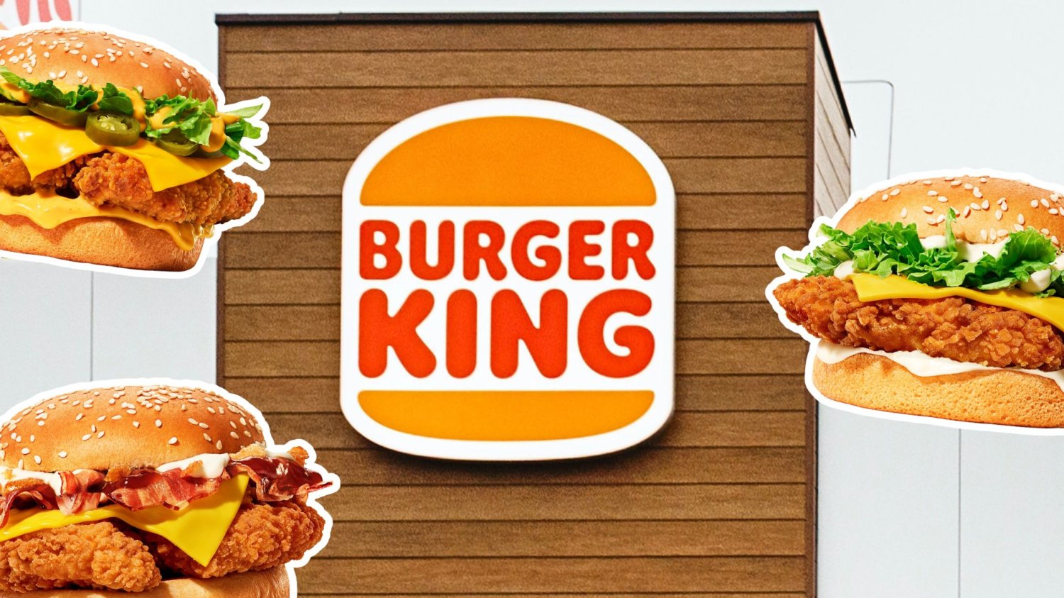 Logo Burger King, trzy burgery.