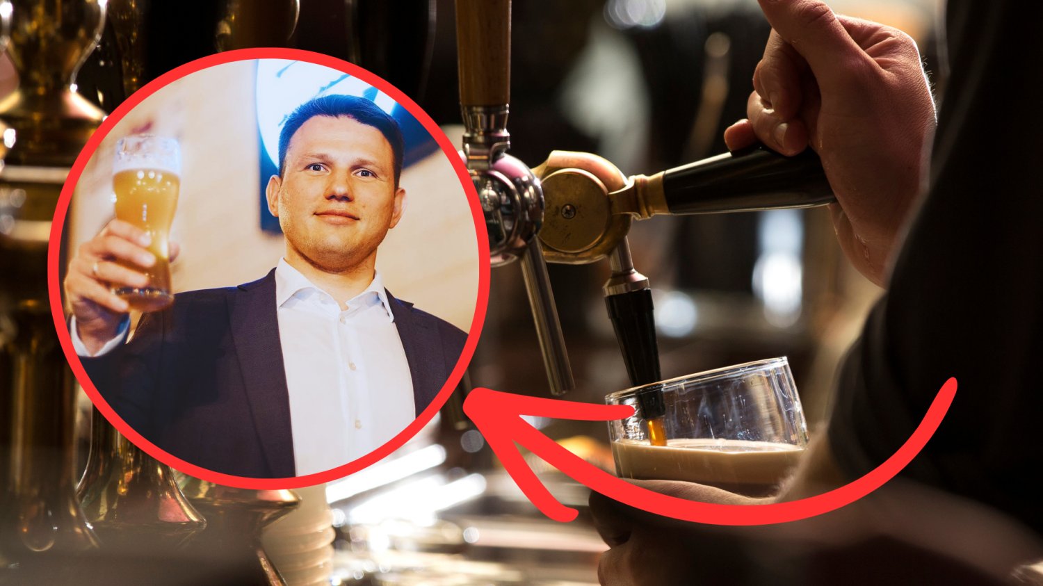 UOKiK zawitał do Pubu Mentzena. Zajrzyj do kufla, kufel prawdę Ci powie Pub i nalewanie piwa do kufla. Sławomir Mentzen z kuflem piwa w ręku