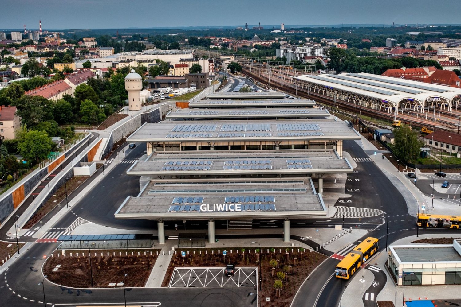 Budynki w centrum miasta Gliwice.