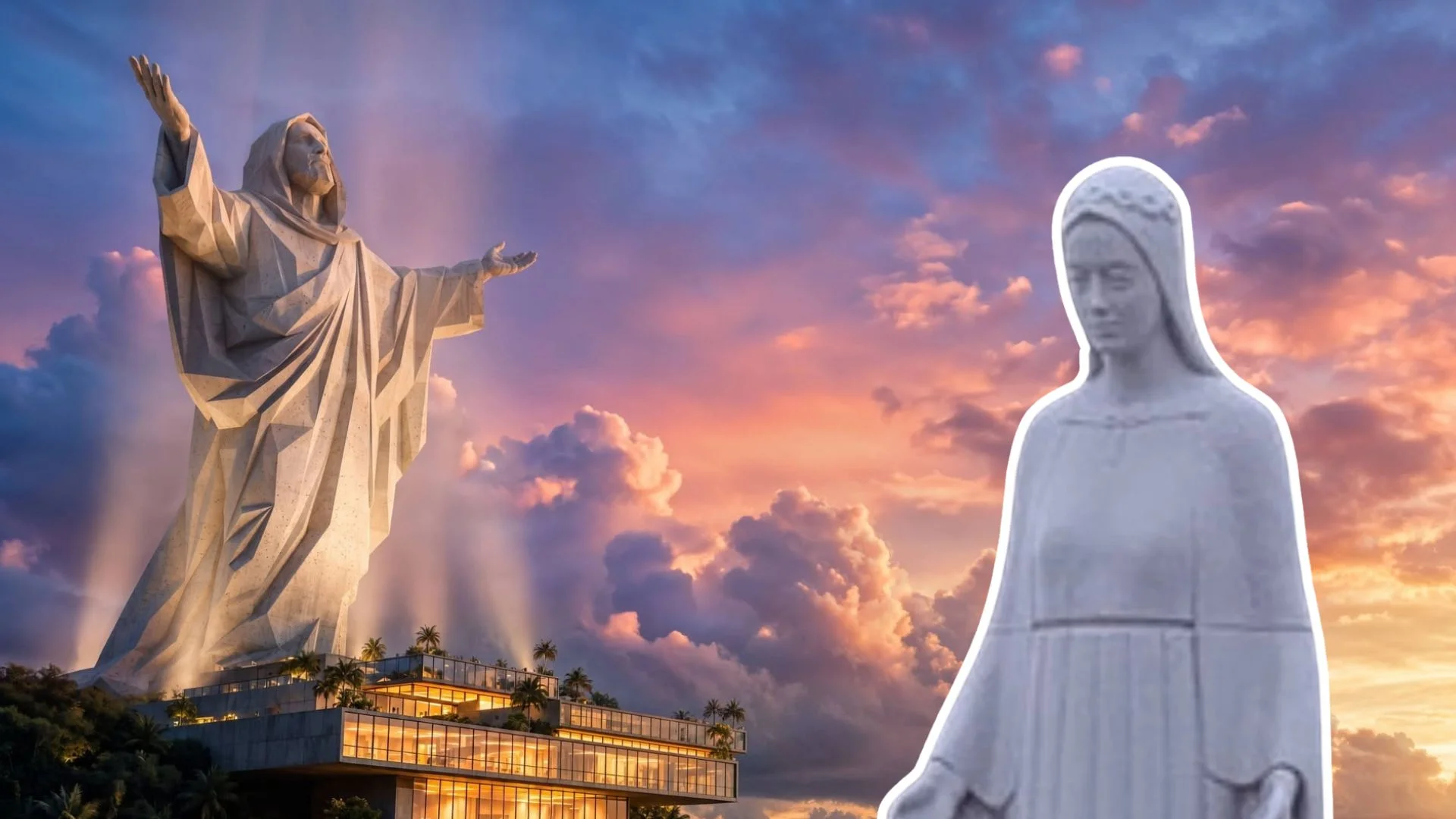 WIzualizacja monumentów Jezusa Chrystusa i Marki Boskiej.
