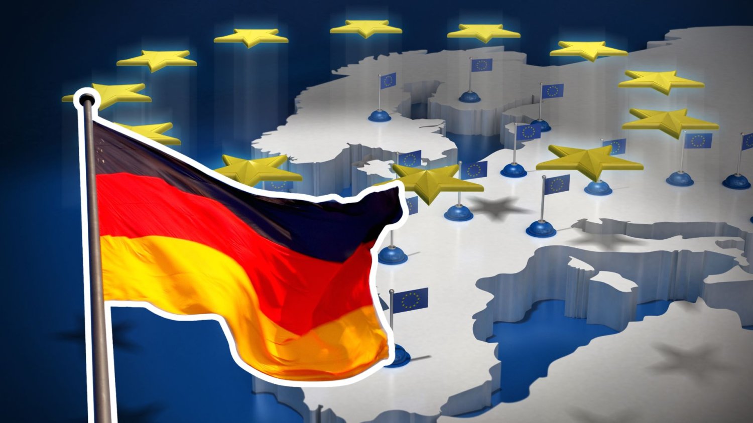 Flaga Niemiec na tle państw Unii Europejskiej.
