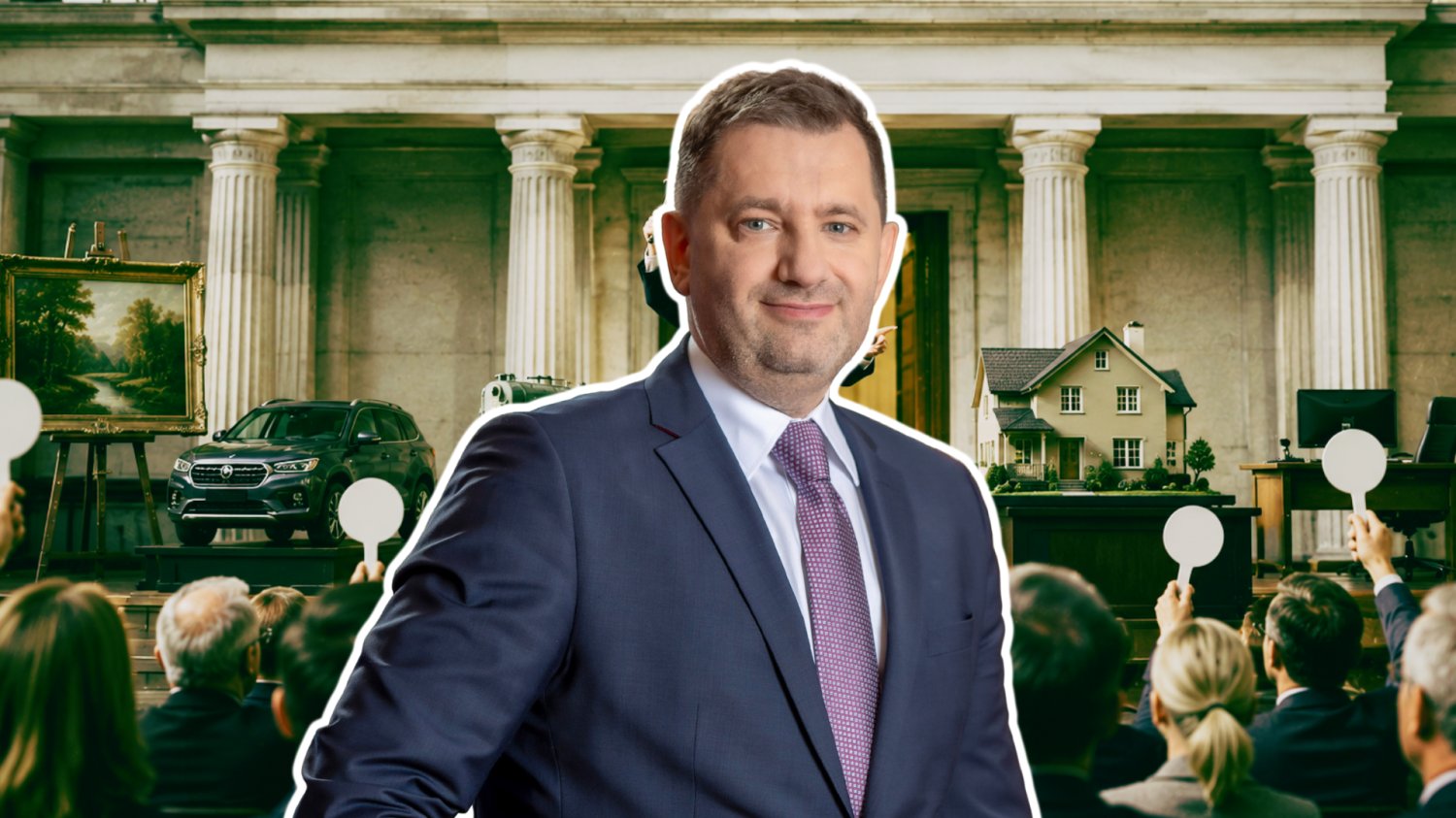 Marcin Łoboda, Szef Krajowej Administracji Skarbowej. W tle licytacje.