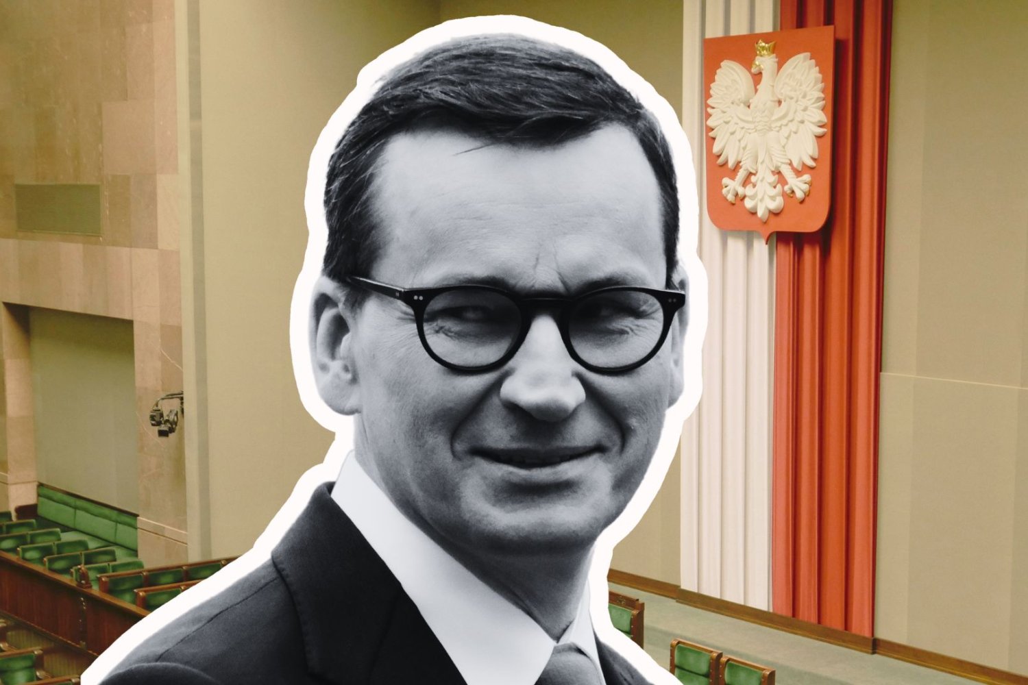 Mateusz Morawiecki na tle sali sejmowej