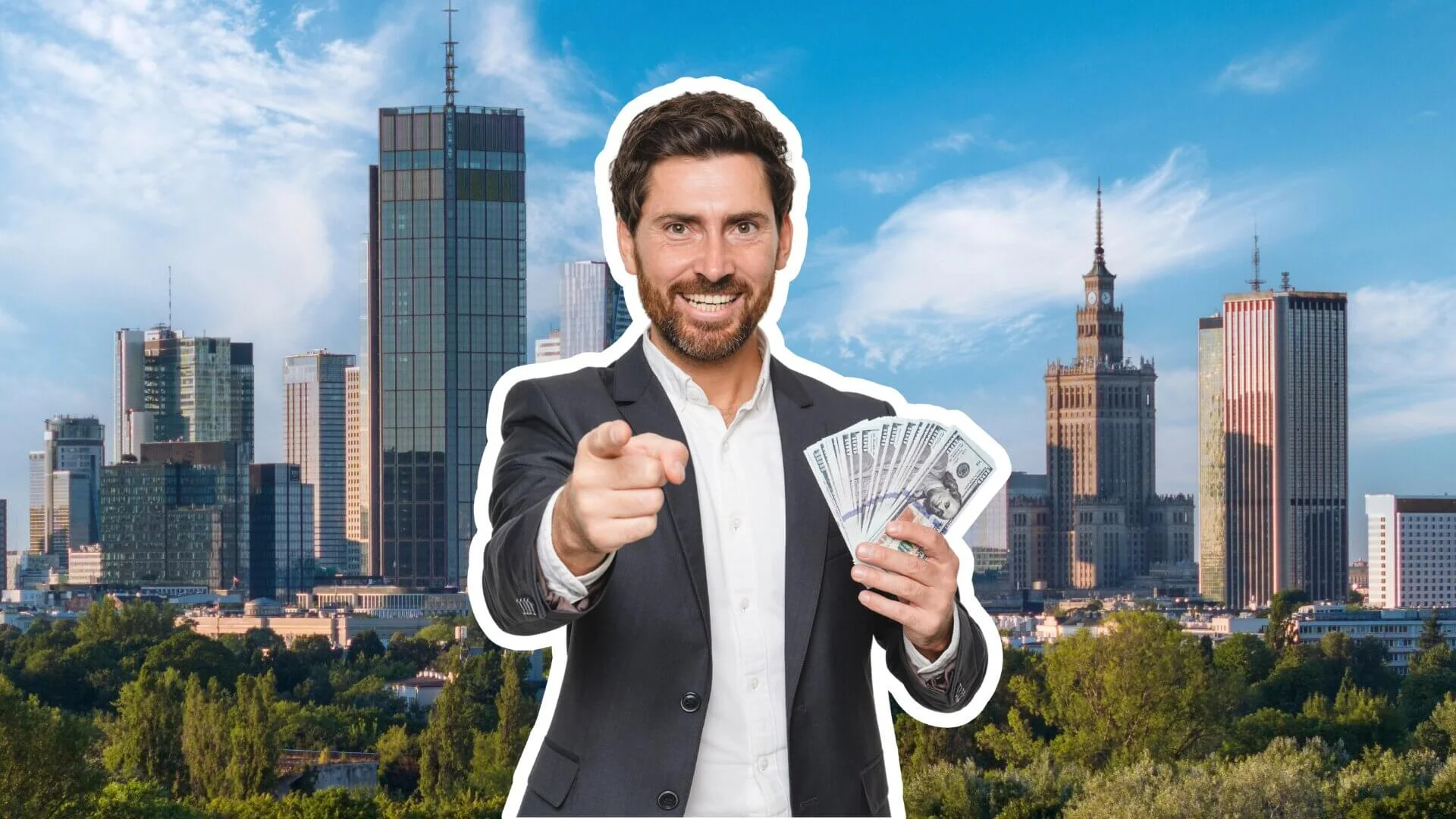 Milioner, w tle Warszawa