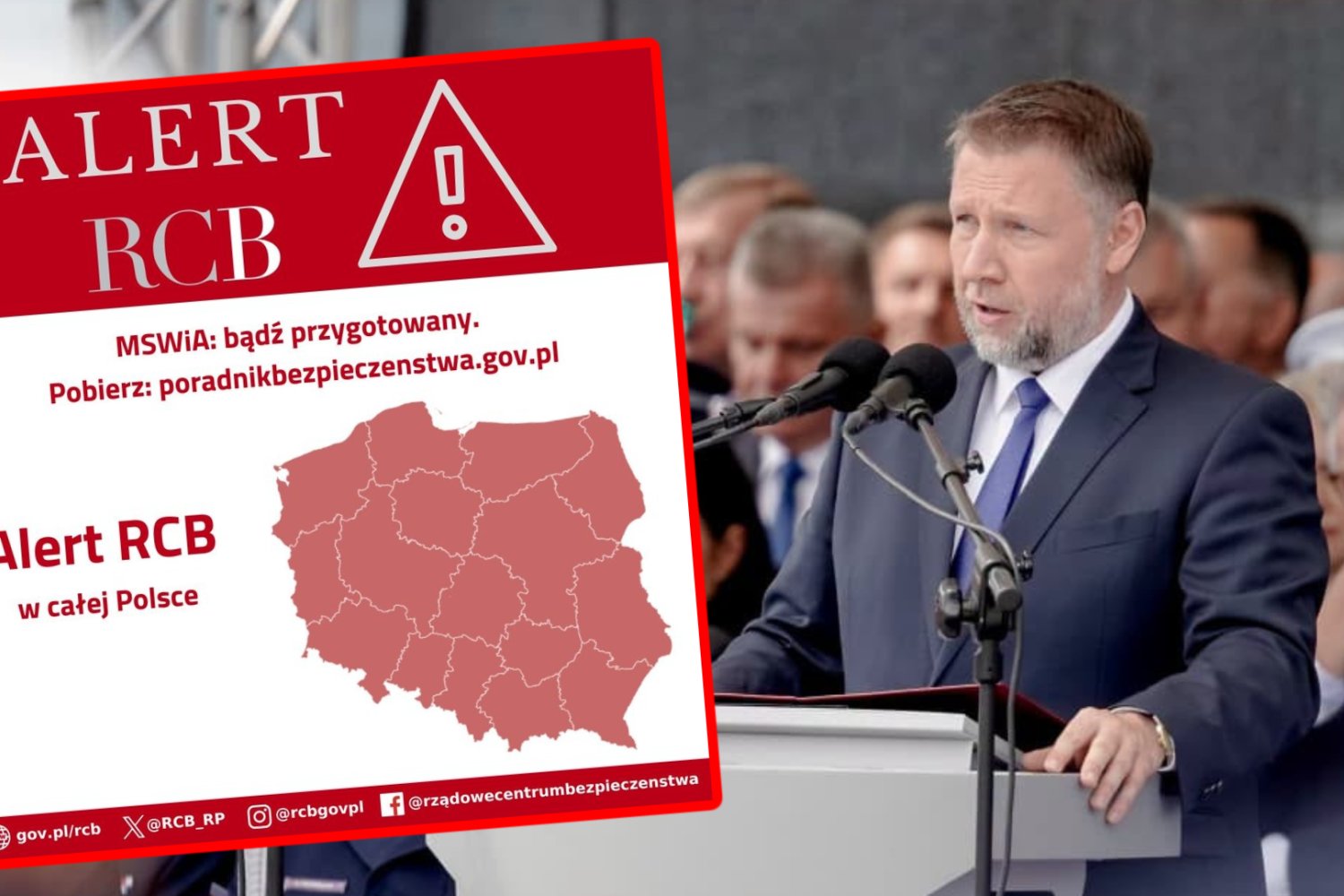 Minister Spraw Wewnętrznych i Administracji Marcin Kierwiński. Alert RCB.
