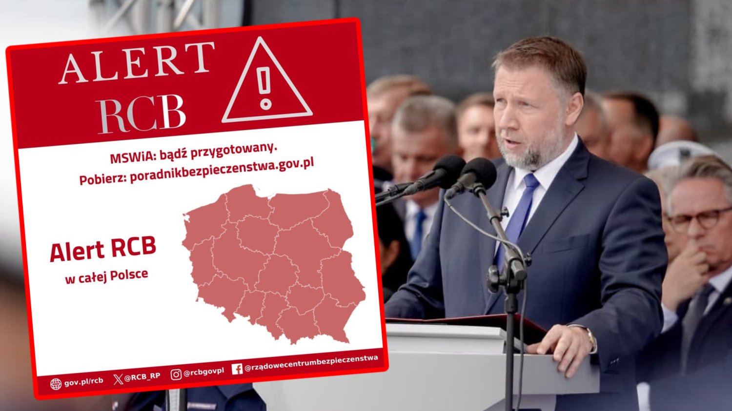 RCB apeluje: "MSWiA: Bądź przygotowany". Chwilę później pojawiły się pierwsze kłopoty Minister Spraw Wewnętrznych i Administracji Marcin Kierwiński. Alert RCB.