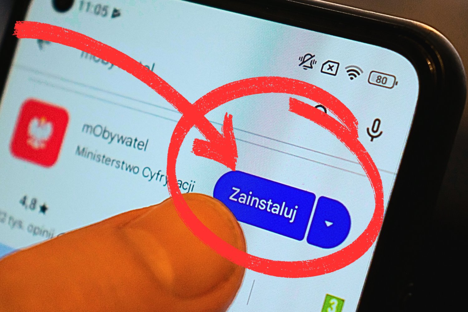 mObywatel i przycisk zainstaluj