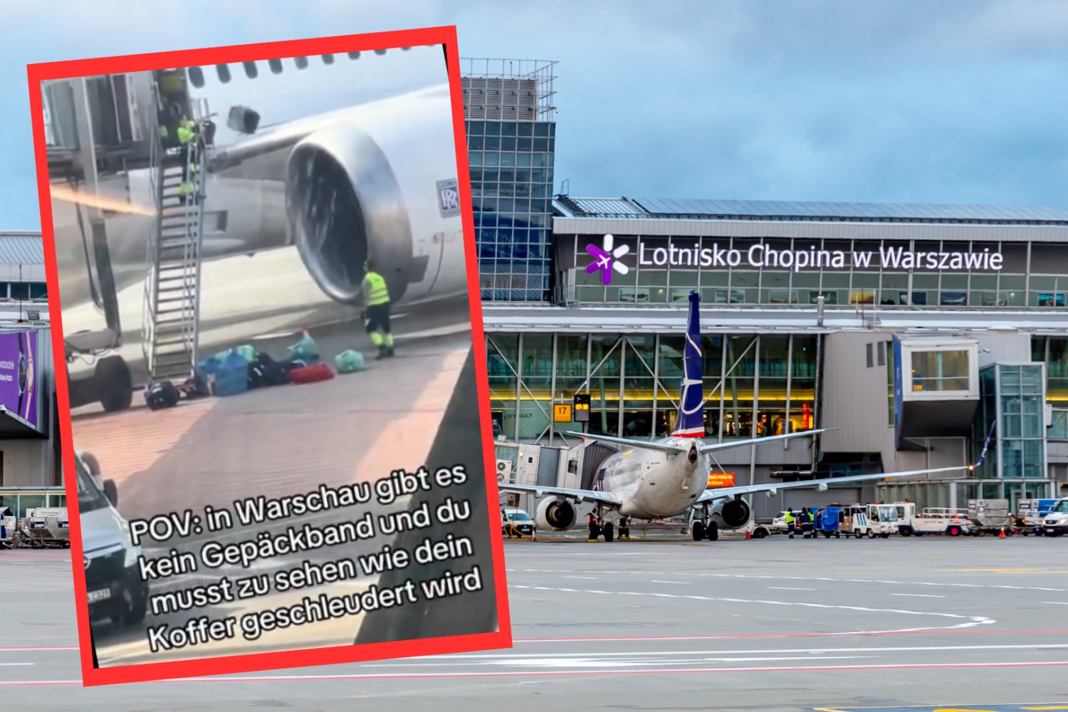 Film z lotniska w Warszawie podbija internet. W komentarzach wybuchła dyskusja Lotniska Chopina w Warszawie. Screenshot z nagrania z lotniska w Warszawie.
