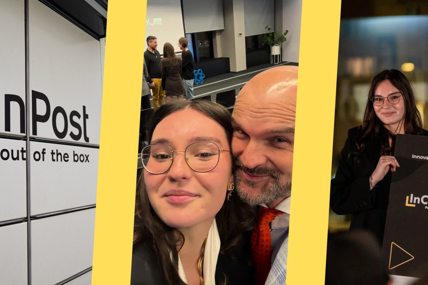 Paczkomat InPostu. Rafał Brzoska z córką Wiktorią Brzoska. Wiktoria Brzoska z certyfikatem InCredibles 2025.