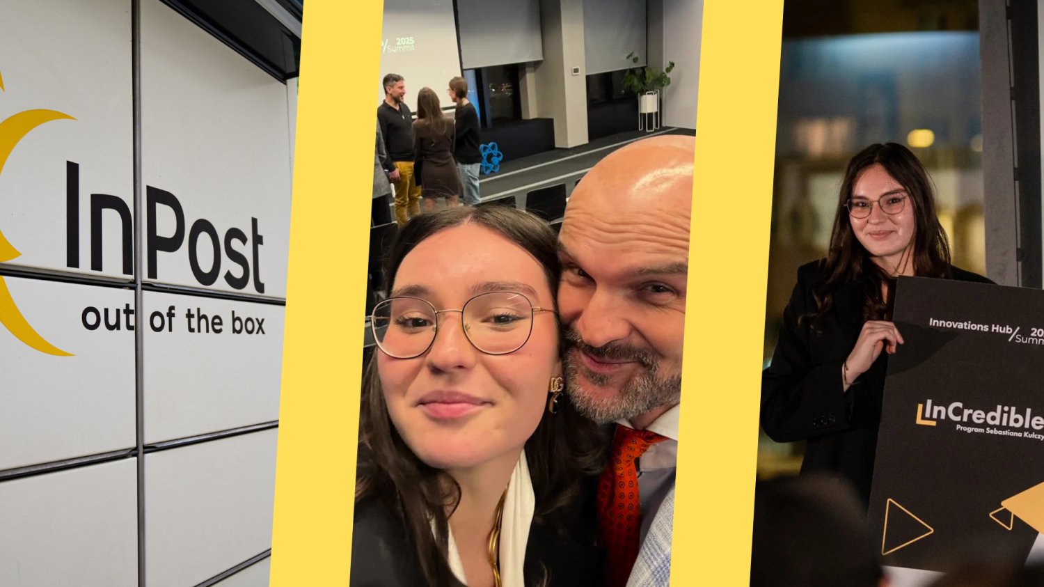 Paczkomat InPostu. Rafał Brzoska z córką Wiktorią Brzoska. Wiktoria Brzoska z certyfikatem InCredibles 2025.
