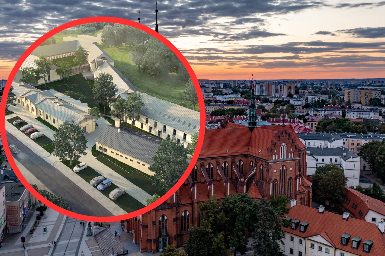 Wojskowe koszary zamienią się w hotel ze SPA. Zamiast żołnierzy będą turyści Panorama miasta Białystok. Wizualizacja nowego hotelu SPA Arche.