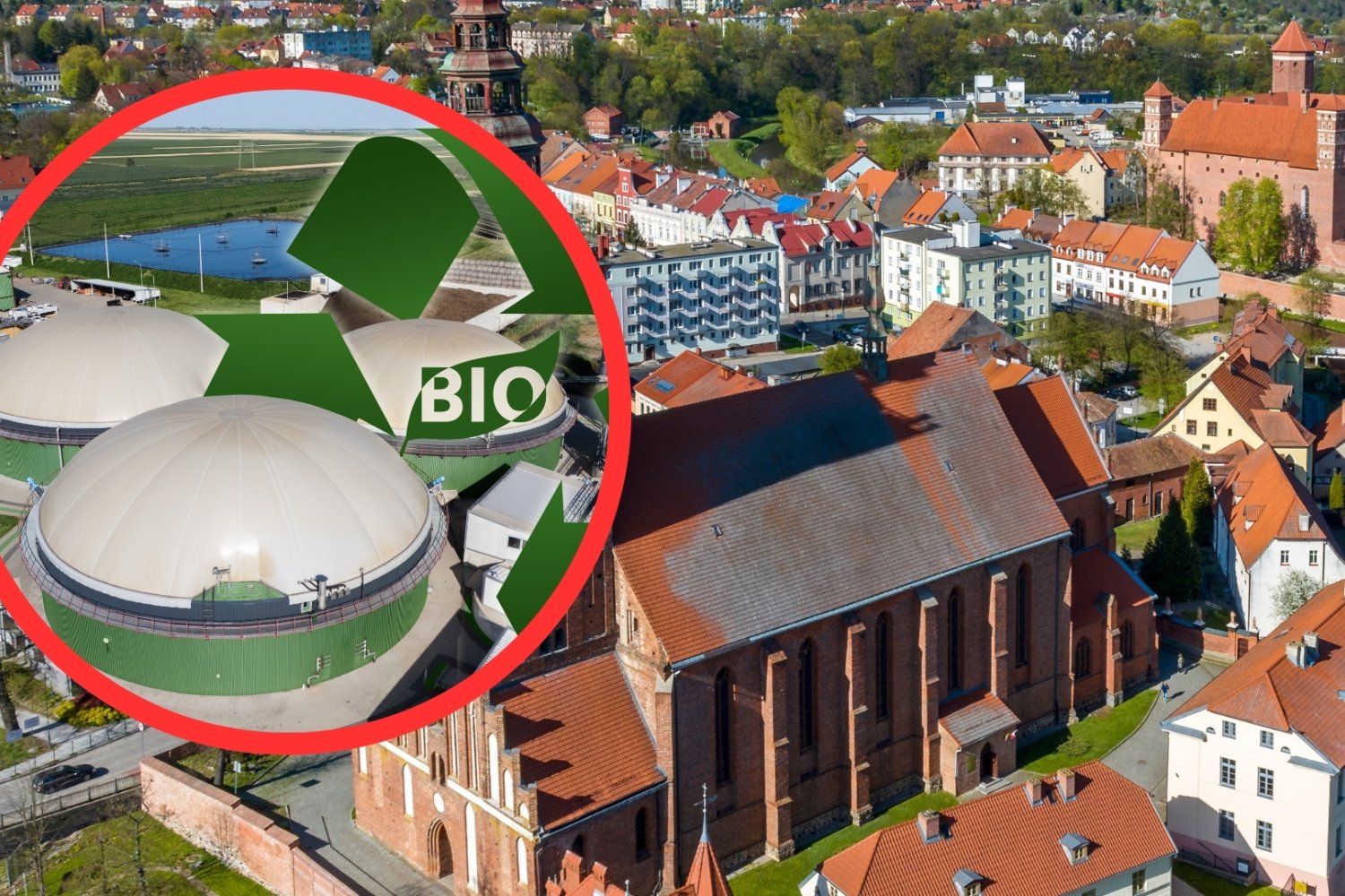 Panorama miasta Lidzbark Warmiński. Biogazownia.