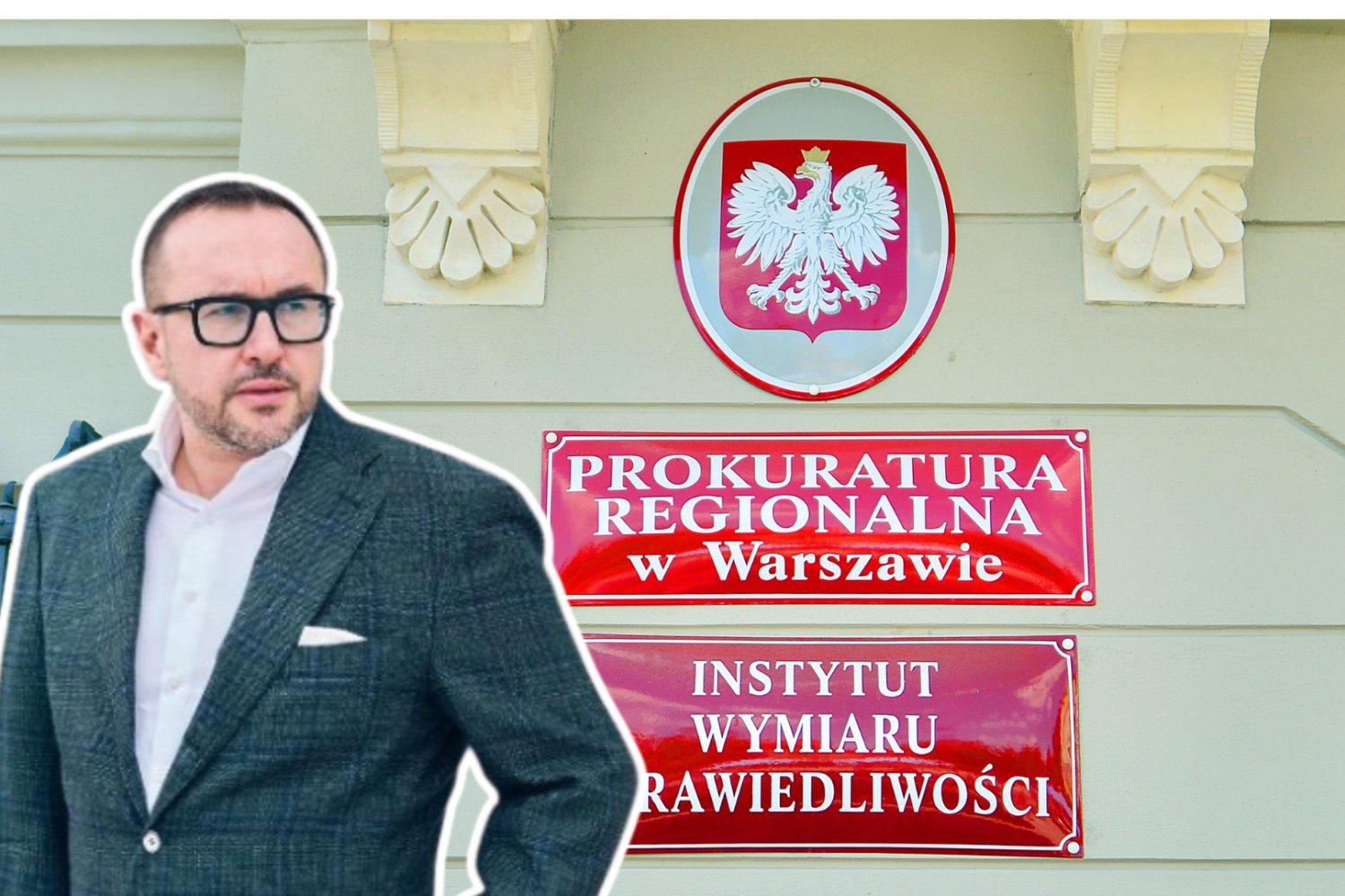 Przemsyław Kral. W tle prokuratura krajowa