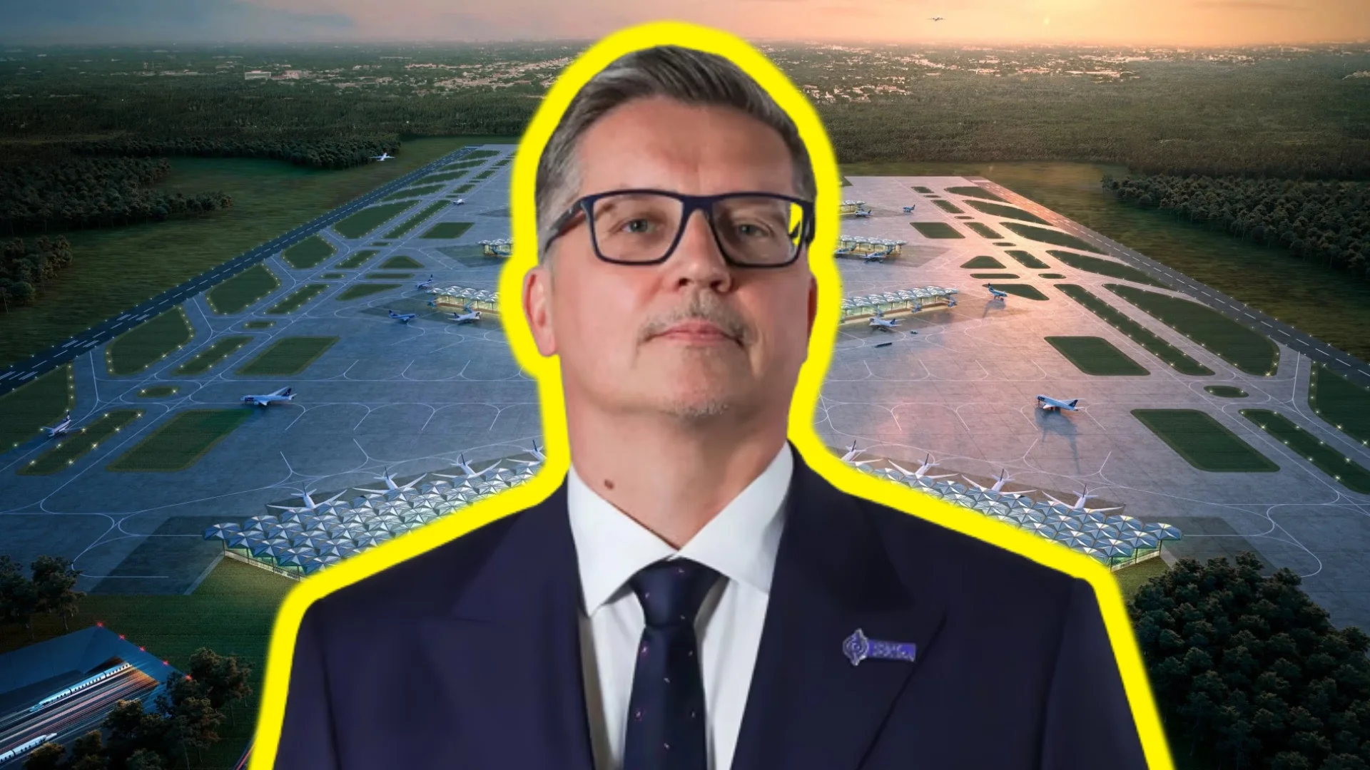 Wielka zmiana w CPK. Spółka ogłosiła nazwisko nowego prezesa Piotr Borys, prezes CPK. W tle wizualizacja CPK.
