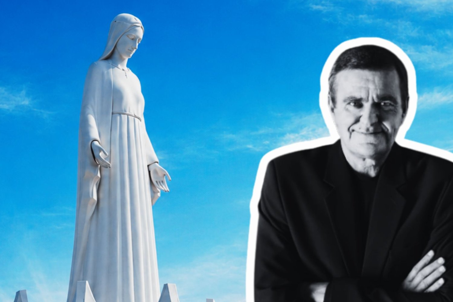 Od "Midasa z GPW" do gigantycznej figury w Kikole. Mroczny i fascynujący świat Romana Karkosika Roman Karkosik na tle wizualizacji monumentalnej figury Matki Boskiej w Kiloke