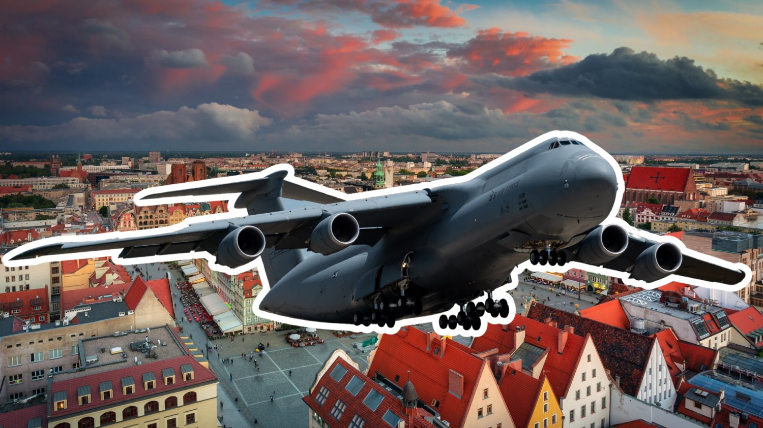 Samolot C-5 Galaxy przelatujący nad Wrocławiem.