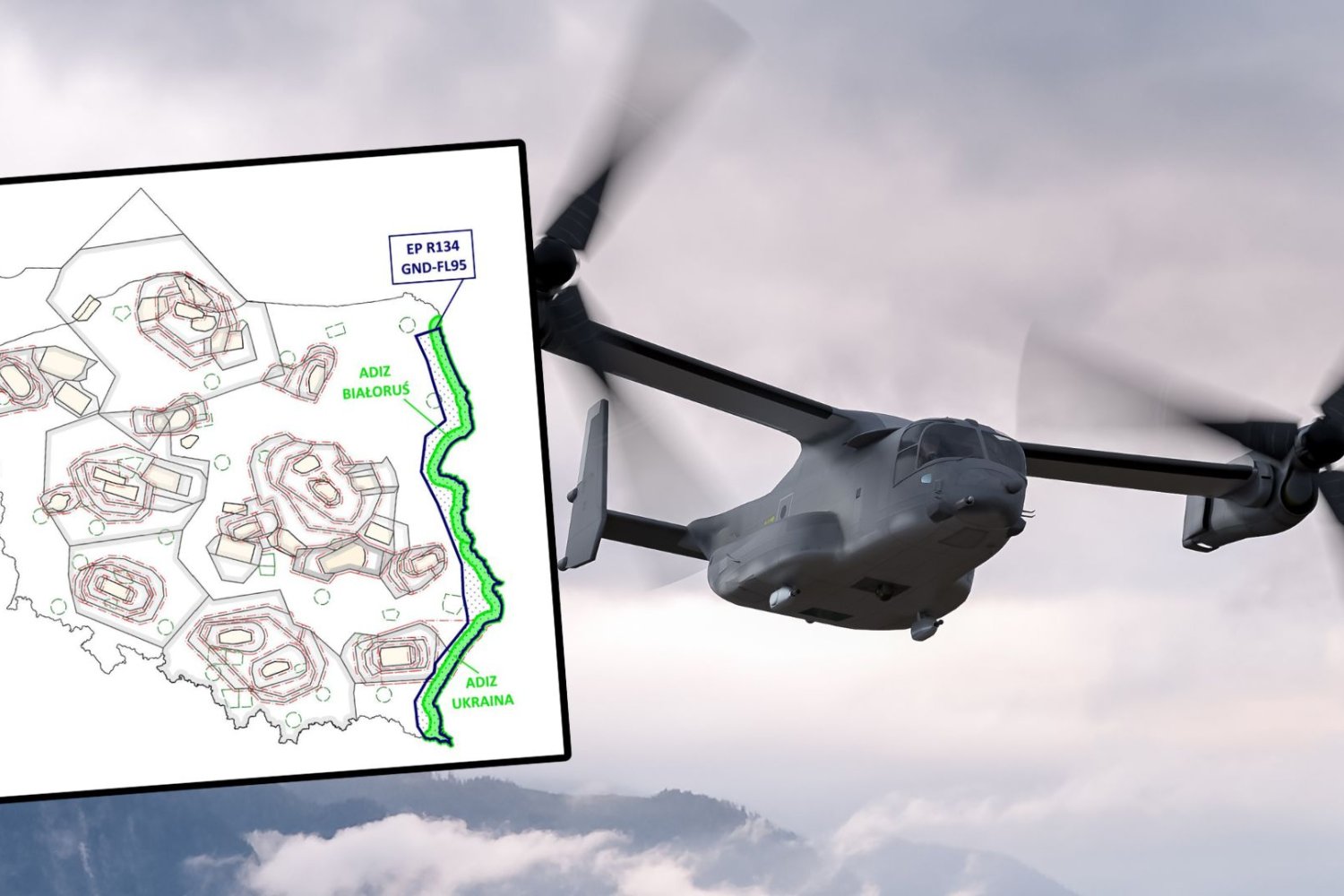 Wojsko zamyka niebo nad wschodnią Polską. Nowa strefa działa całą dobę. Samolot transportowy, mapa Polski.