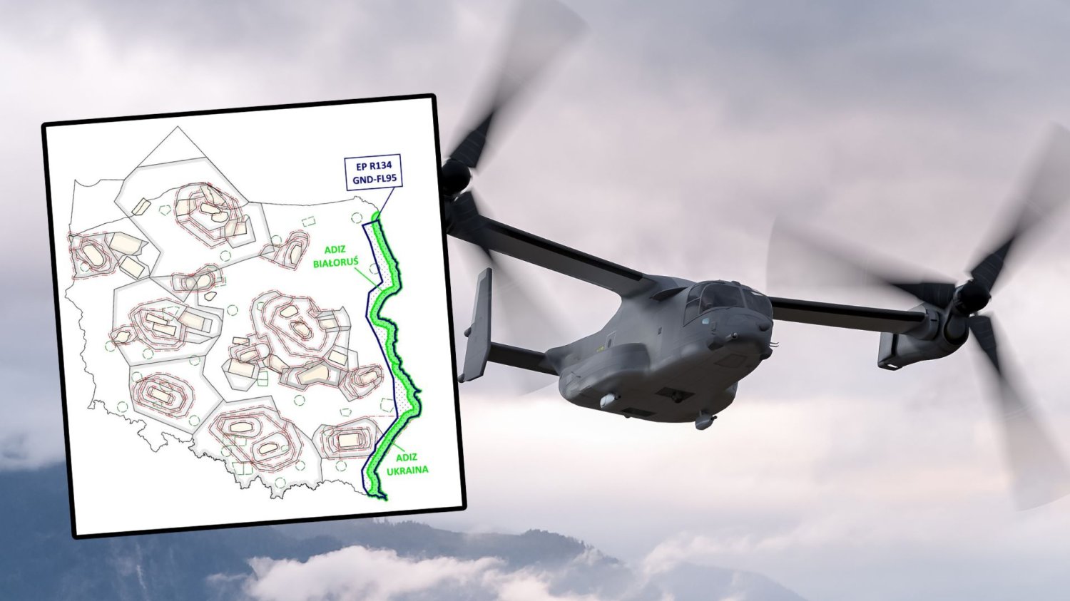Wojsko zamyka niebo nad wschodnią Polską. Nowa strefa działa całą dobę. Samolot transportowy, mapa Polski.