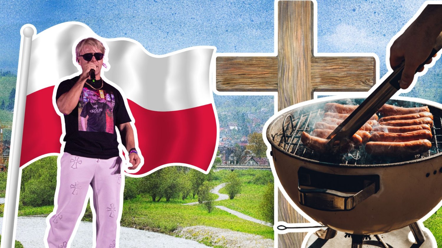 Skolim, grill, flaga Polski i krzyż na tle Nowego Targu. Ksiądz zwolnił fanów disco polo z postu. Wszystko dla kiełbasy z twarzą Skolima