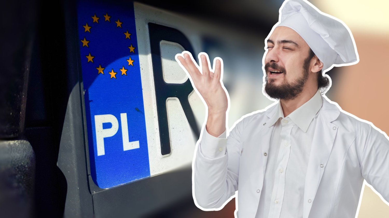 Polskie tablice rejestracyjne hitem we Włoszech. Wszystko przez podatki Stereotypowy włoski kucharz i polska tablica rejestracyjna.