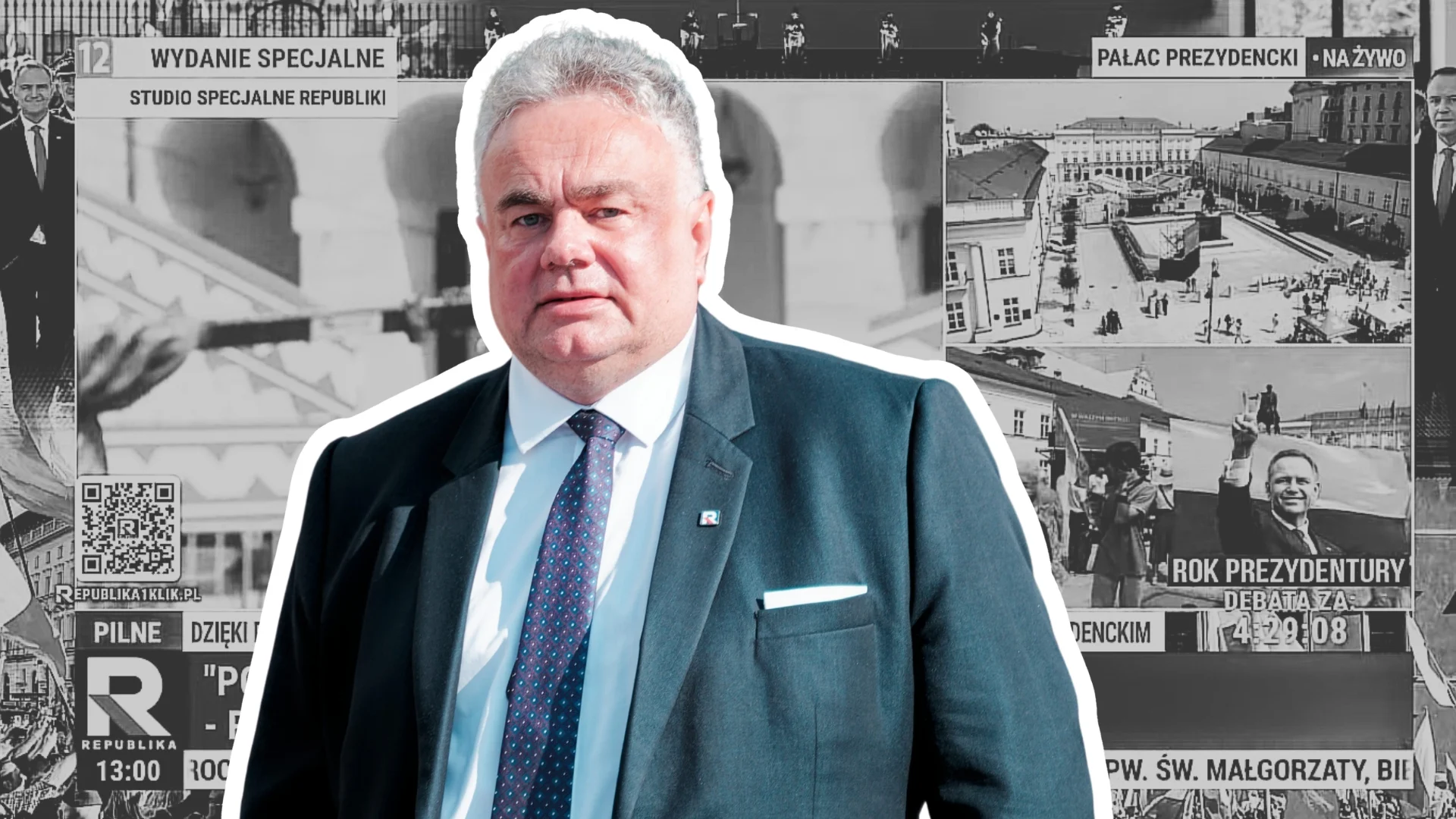 Genialny biznesplan Sakiewicza. Obraził reklamodawców TV Republika, potem widzów, teraz liczy straty Tomasz Sakiewicz na tle ekranu swojej stacji TV Republika