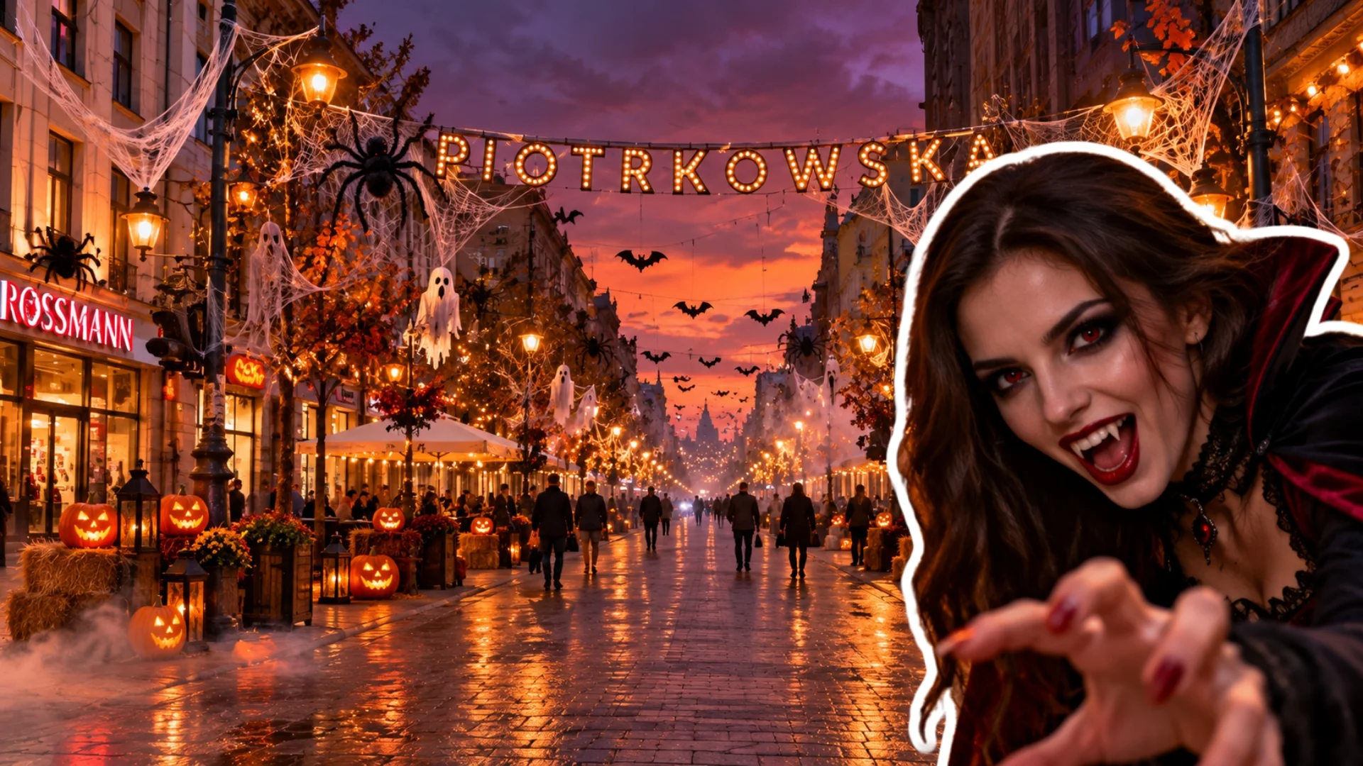 Halloween w Łodzi pełne grozy. Sprawdź, gdzie poczujesz dreszczyk emocji Piotrkowska w Łodzi w mrocznym stylu Halloween.