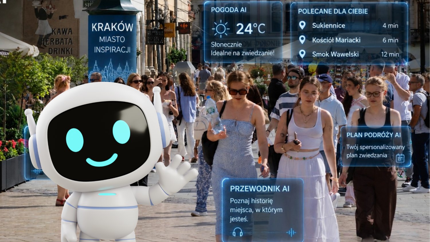 Sztuczna inteligencja wesprze turystykę. Polska chce napędzić rozwój regionów Sztuczna inteligencja opanowała miasto. Robot AI.