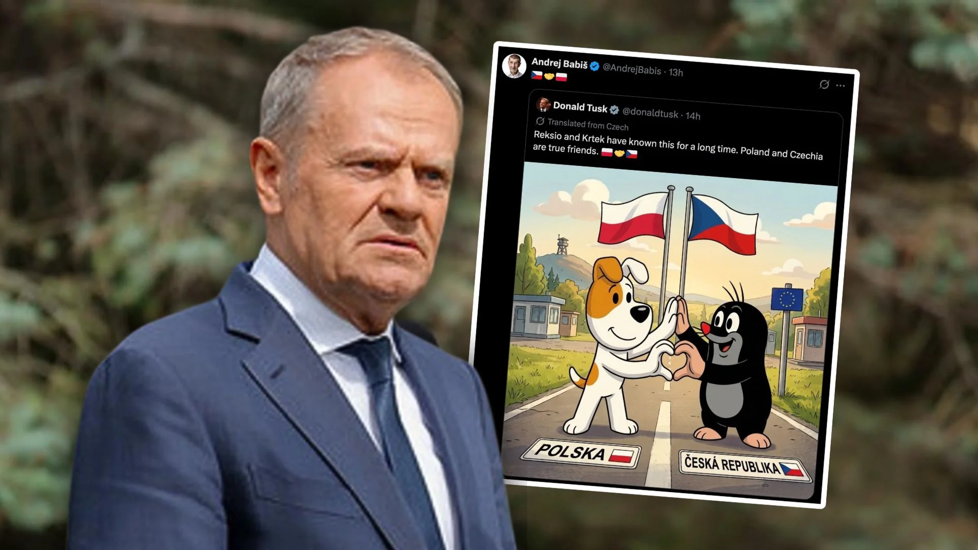 Czesi zabrali głos w sprawie długu granicznego. W sieci zawrzało nie bez powodu. Donald Tusk, zrzut ekranu z portalu X.