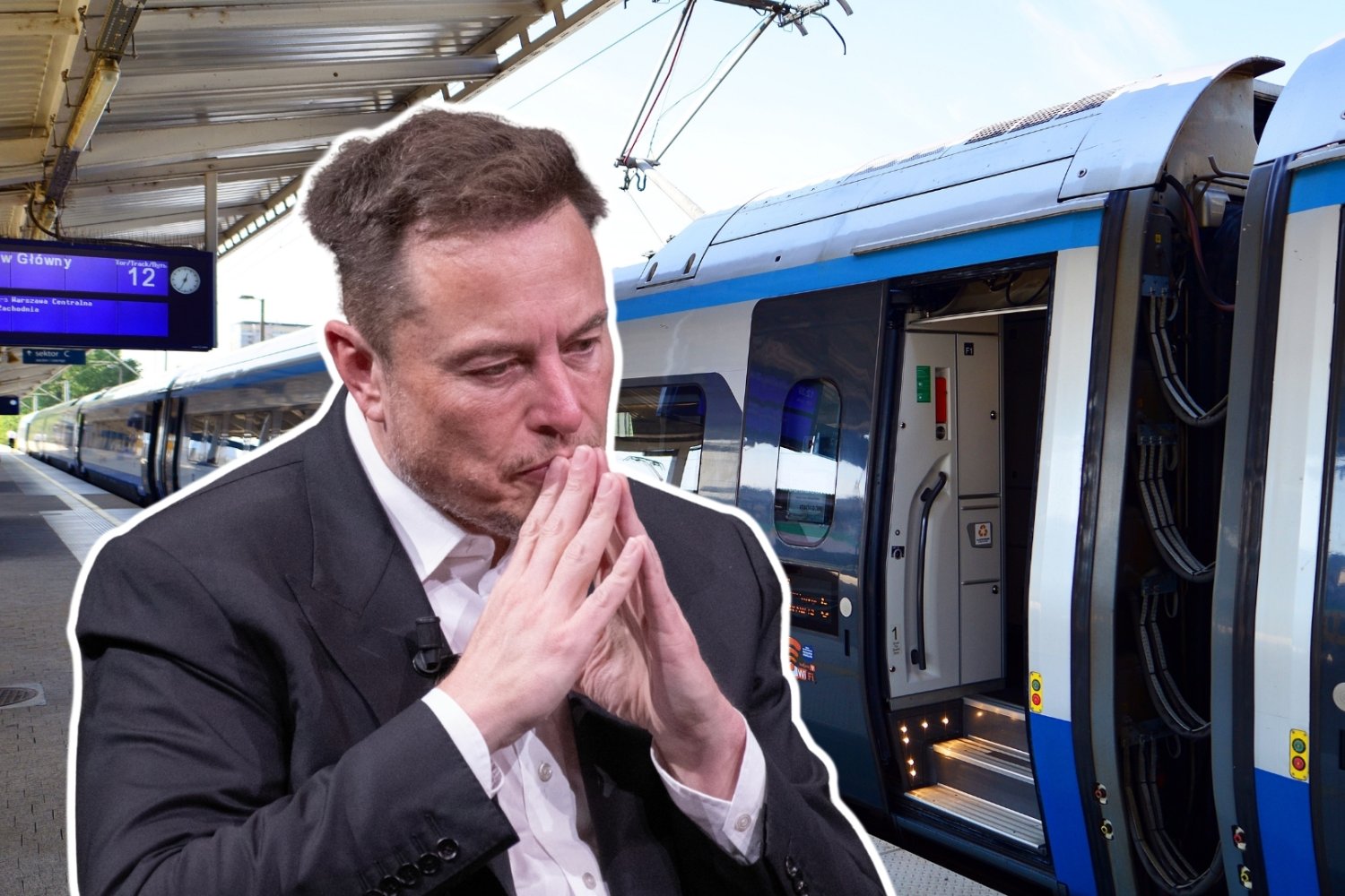 Elon Musk odwiedza polskie pociągi? PKP Intercity testuje nowe rozwiązania Elon Musk. Pociąg Pendolino na peronie.