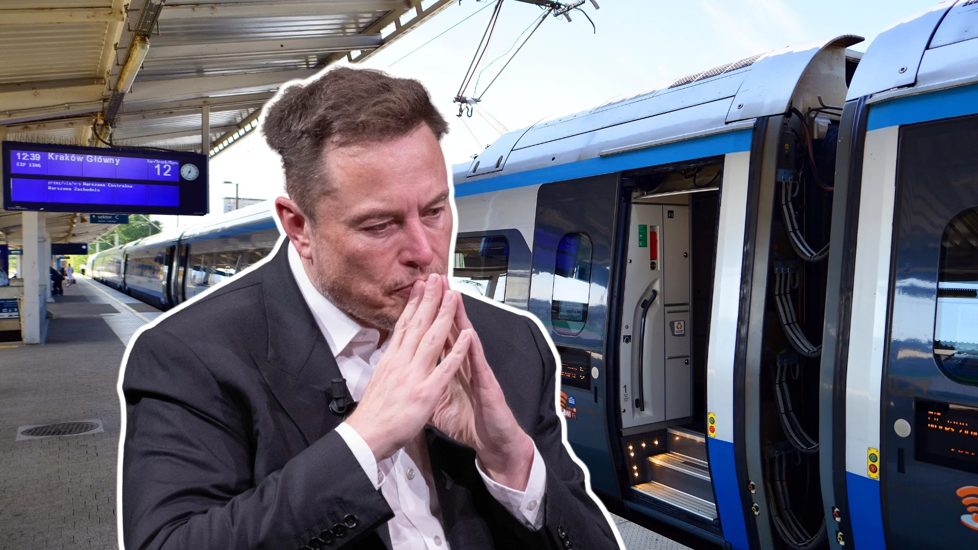 Elon Musk odwiedza polskie pociągi? PKP Intercity testuje nowe rozwiązania Elon Musk. Pociąg Pendolino na peronie.